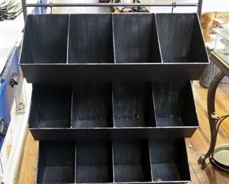 Free Standing Tiered Metal Storage Bins With Chalk Board Finish, 47" x 30" x 10"