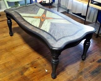 Painted Wood Coffee Table With Bow Front, 19" x 50" x 26"