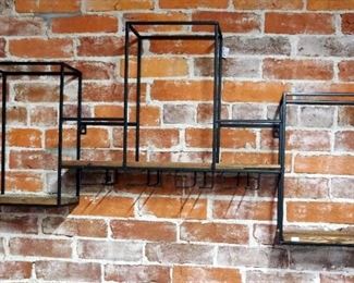 Metal Framed Barware Wall Shelf, 23" x 43" x 8"
