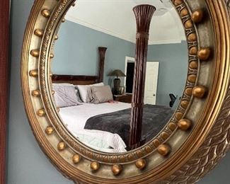 Round mirror decorative gold pewterish 