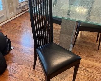 Six black lacquer Italian chairs