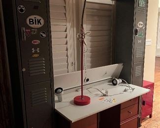 Teen / Adult wall desk gym lockers 
Floor lamp red 