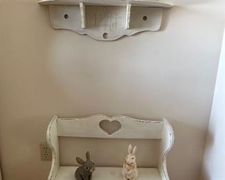 Cute bench and shelf, bunnies!