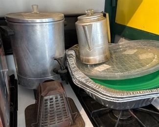 Antique toaster, vintage coffee pots