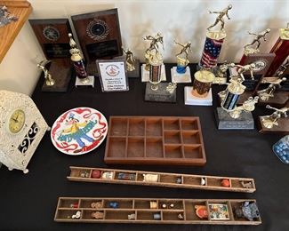 Trophys, ruler boxes with smalls
