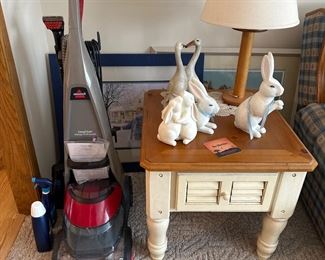 Bissell, end table, rabbits, lamp