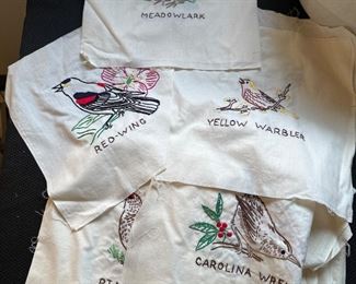 Embroidered birds ready to be sewn into a quilt
