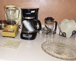 Vintage Harvest Gold Osterizer Blender with food processor, French Press Coffee Maker, etc