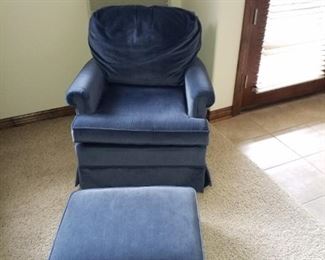 Blue chair and ottoman 