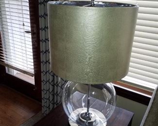 Glass and silver lamp