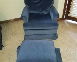 Blue chair with ottoman 