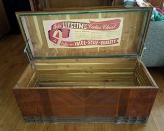 Cedar chest with original brochure inside 