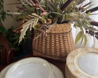 Faux floral arrangement, and other fine china