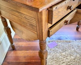 Antique hoosier (client referred to it as kitchen dresser) w/ 4 flat drawers, 2 metal flour drawers, 1 pullout drawer, and 2 cupboards with screens