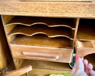 Anqtique rolltop desk with hidden drawers