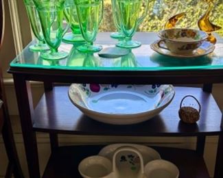 One of two MCM rectangular end tables w/ 2 shelves