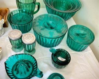 Teal depression glass