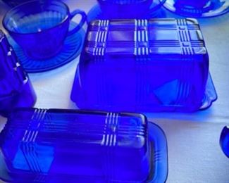 Cobalt blue depression glass