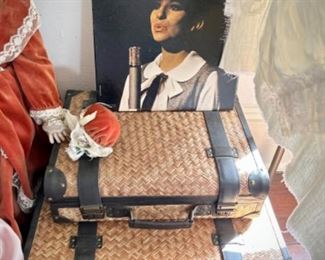 Vintage suitcases and records