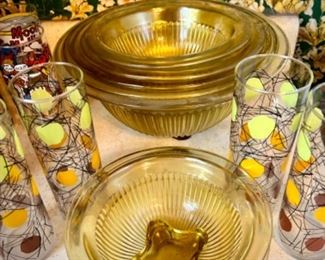 Amber depression glass