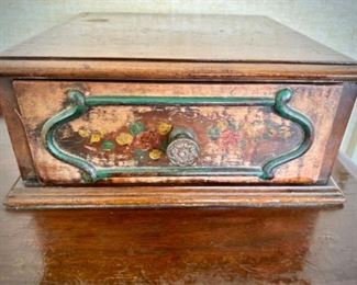 Antique writing desk and caned bench