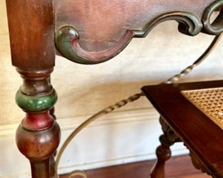 Antique writing desk and caned bench