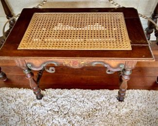 Antique writing desk and caned bench