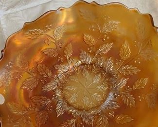 Antique Marigold Carnival glass "Holly"