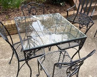 Glass Top Wrought Iron Table with 4 chairs