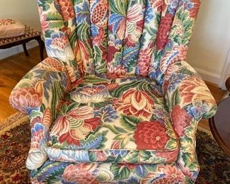 Vintage Pleated Back Wingback Chair