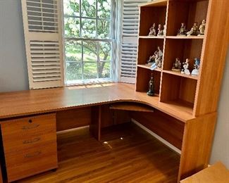 Scanbirk Corner Desk with Hutch and File Cabinet