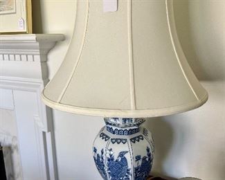 Beautiful Blue/White Table Lamps with Silk Shade