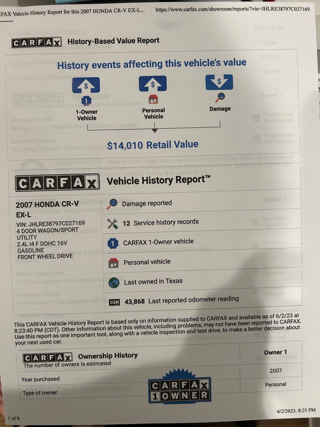 Current Miles are 44,217