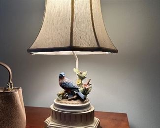 Repurposed porcelain bird figurine lamp