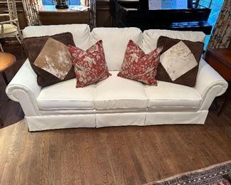 White neutral custom upholstered sofa 