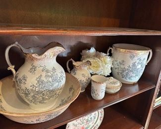 Antique ironstone toiletry necessities 