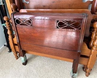 Twin antique mahogany bed