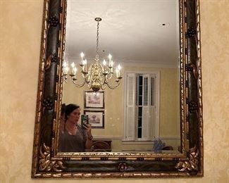 Gorgeous carved mirror with beveled glass 3’x4’