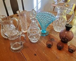 Vintage glassware,  serving items 