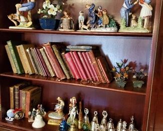 Vintage books, Norman Rockwell figures, musical 