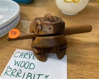 carved wooden  frog 