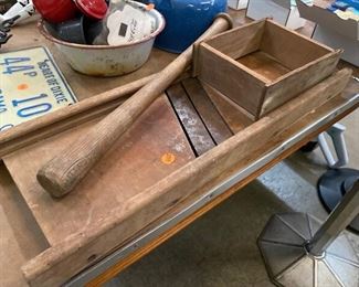 vintage slicer and small wooden bat 