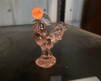 pink small glass rooster 
