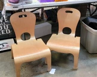 two kids wooden chairs 
