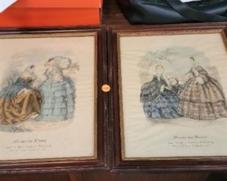 two vintage framed prints 