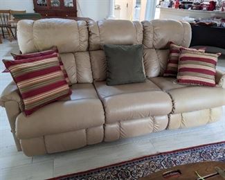 Lay-z-boy leather manual reclining sofa
