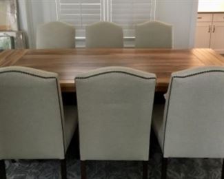 Handcrafted wood dining table and 8 chairs Bassett