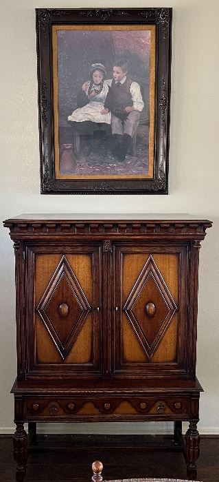 Stunning Hespeler Furniture Co , Vintage/Antique English Revival Gothic Jacobean Hutch, Art 