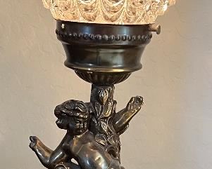Vintage Cherub Baby Accent Lamps Brass & Marble Angel Rococo Style Bedside Table Light Old Hollywood Regency Victorian Style Boudoir Decor