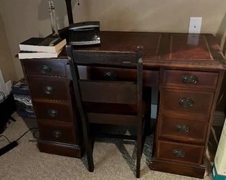 small desk with leather inlay top
